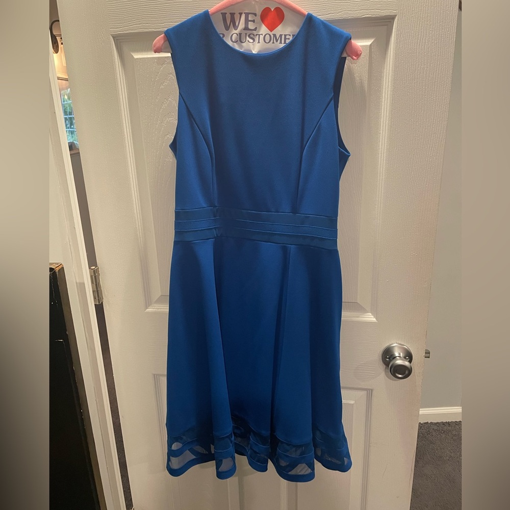 Calvin Klein fit and flare dress worn once 10 like new blue